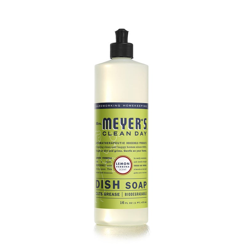 MRS. MEYER'S CLEAN D صابون الأطباق السائل من السيدة ماير كلين داي، خالٍ من القسوة وغير سام، برائحة رعي الحمام الليمونية، 16 أونصة - عبوة من 6 قطع - Image 2